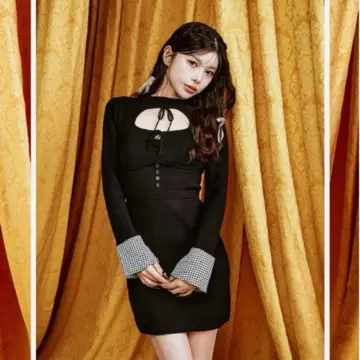 Darich 프론트 오픈 니트 미니 원피스