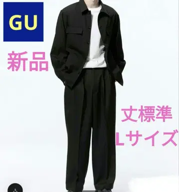 마지막 1벌 [새상품] GU 투턱 배기 슬랙스 기장 표준 블랙 L 사이즈