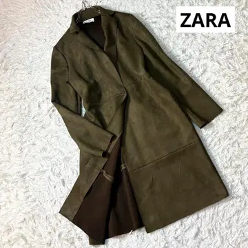 ZARA 자라 페이크 스웨이드 롱 코트 올리브 그린 M 상당