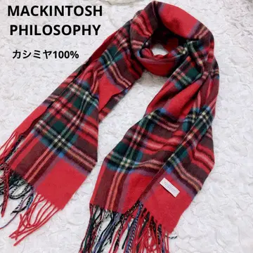 매킨토시 철학 대형 타탄 체크 레드 캐시미어 100%