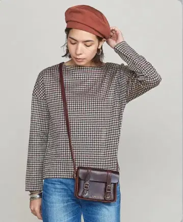 BEAUTY&YOUTH 간체크 보트넥 풀오버 일본제