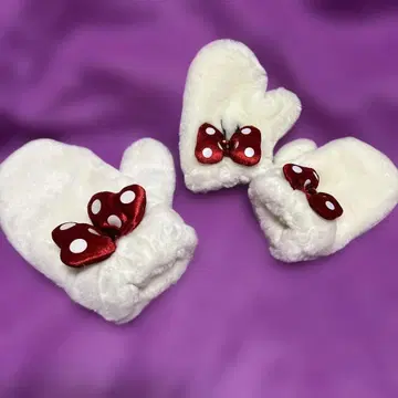 디즈니 미니 장갑 미튼 화이트 도쿄 디즈니 리조트 모자 세트