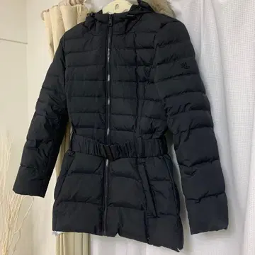 RL 허리 벨트 포함 블랙 다운 자켓