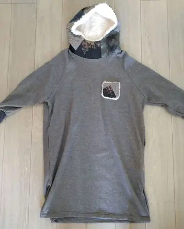 푹신푹신 보아 부드러운 롱 후드티 패치워크