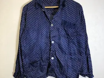 레트로 빈티지 네이비 코몬 무늬 올 패턴 셔츠 긴팔 빅 루즈 스다 마사키