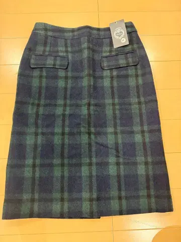 네이비 그린 체크 타이트 스커트 M 사이즈