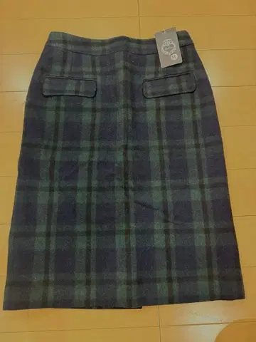 네이비 그린 체크 타이트 스커트 M 사이즈