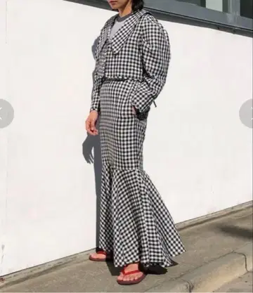 HOLIDAY / GINGHAM CHECK LINEN LONG SKIRT