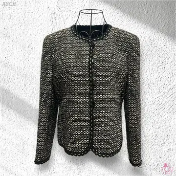 AUCH 트위드풍 노카라 자켓 11호 블랙
