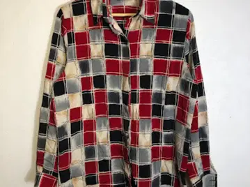 빈티지 멀티 컬러 블록 체크 긴팔 셔츠 레트로 구제 의류 스다 마사키