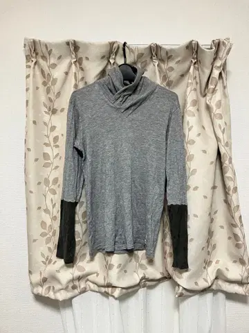 sou sou 그레이 하이넥 7부 소매 티셔츠 일본제 초레어