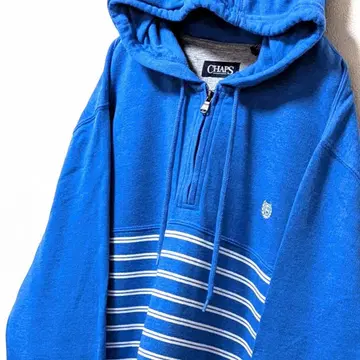 챔피언스 로고 자수 하프 지퍼 후드 맨투맨 블루 파랑 L 구제 의류