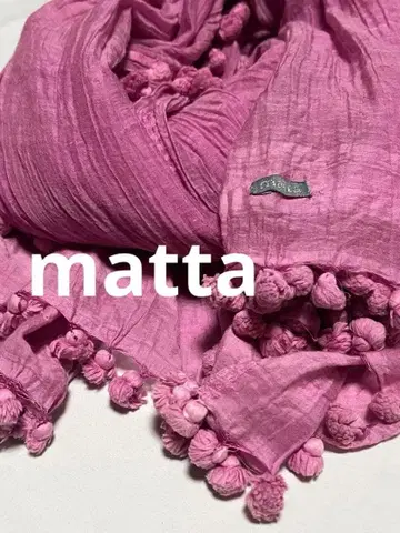 matta 폼폼 포함 핑크 스톨 실크 코튼