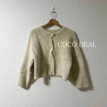 COCO DEAL 코코딜 페더 니트 가디건 숏 기장