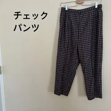 [ 여성용 ] 체크 팬츠/브라운/브라운/테이퍼드/심플/스타일리시