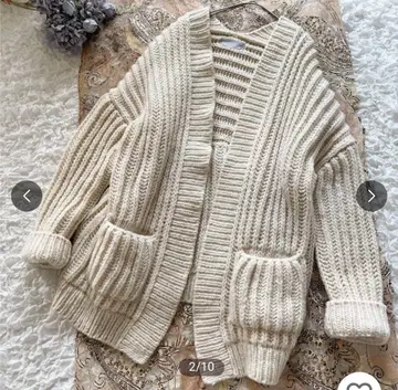 컨디션 최상 오드리앤존와드 손뜨개질 페루 니트 가디건 WH