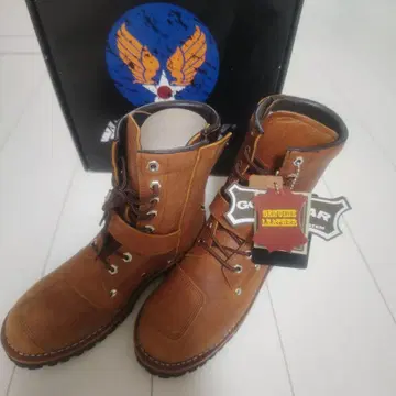 AVIREX 브라운 가죽 엔지니어 부츠