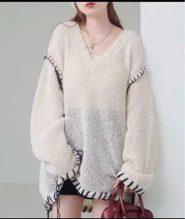 kastane 블라인드 스티치 니트 아이보리 롱