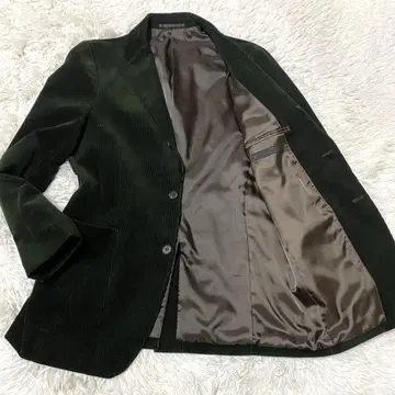 유니클로 테일러드 자켓 코듀로이 짙은 녹색 S 3버튼