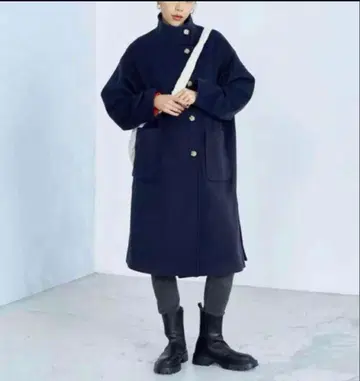 프레디에뮤 네이비 코트 울 혼방