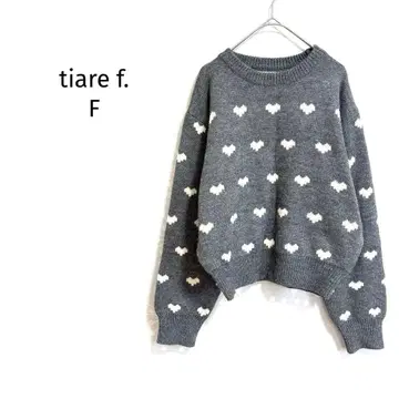 티어레프스 하트 무늬 니트 스웨터 그레이 긴팔 루즈핏 귀여운