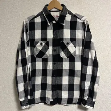 HOUSTON 휴스턴 블록 체크 밴드 포함 헤비 플란넬 셔츠 M