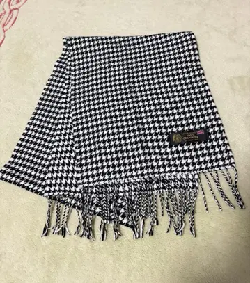 캐시미어 100% 머플러 160cm 하운드투스 영국제 프린지