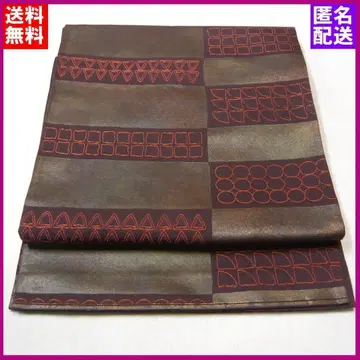 후쿠로 오비 순수 실크 금박 사각 취 기하학 문양 육통 캐주얼 익명 배송