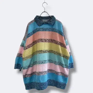 3점 10,000엔 빈티지 구제 의류 도매 레트로 80s 보더 니트