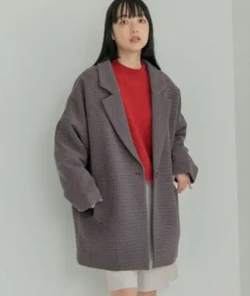 로리즈팜 체크 루즈 자켓 브라운