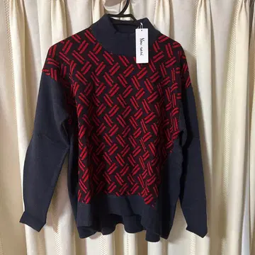 네이비/레드 긴팔 니트 스웨터 M