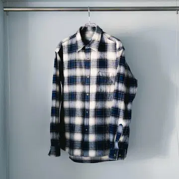 [ VILLAND ] 코튼 체크 셔츠 블루 계열 L