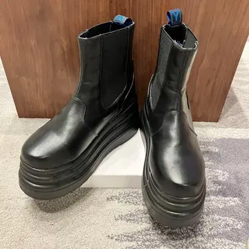 YOSUKE 요스케 통굽 사이드 고어 부츠 24.5cm 블랙