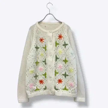 3점 10,000엔 빈티지 구제 의류 도매 레트로 꽃무늬 니트 가디건