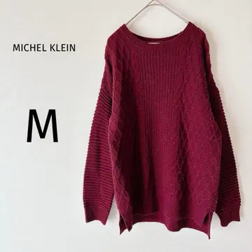 미셸클랑 니트 긴팔 케이블 짜임 루즈핏 울 혼방 보르도 M