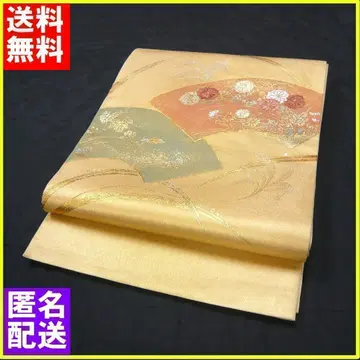 후쿠로 오비 순수 실크 금실 자수 금박 지문양 삼통 익명 배송