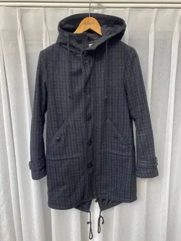 LiSS 울 체크 모즈 코트 M-51 퀼팅