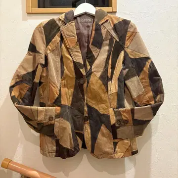 돈피 패치워크 가죽 테일러드 자켓 천연 가죽 빈티지