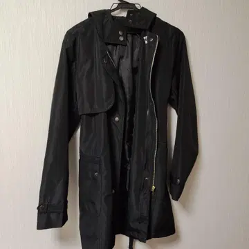 여성용 블랙 후드 부착 트렌치코트 L 사이즈