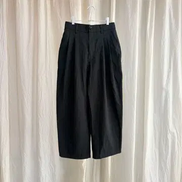 턱 팬츠 블랙 검정 면린넨 내추럴