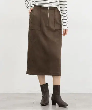 [ 허니즈 ] 브라운 스웨이드 타이트 스커트