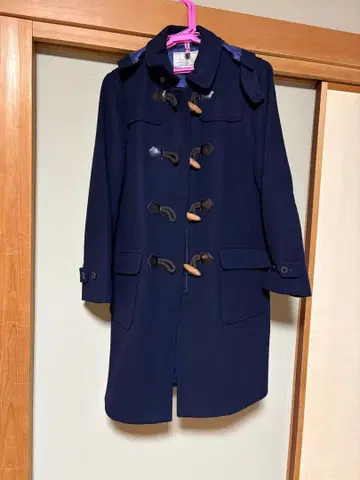 네이비 더플 코트 후드 부착