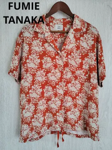 FUMIE TANAKA 후미에 타나카 꽃무늬 오픈 카라 셔츠