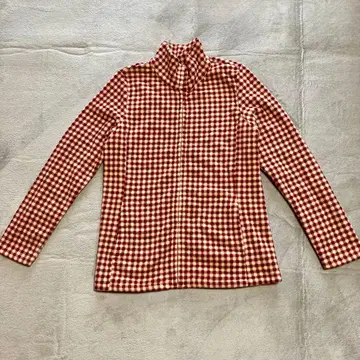 [ 유니클로 ] 체크 무늬 플리스 자켓 XL 레드 x 베이지 올 패턴