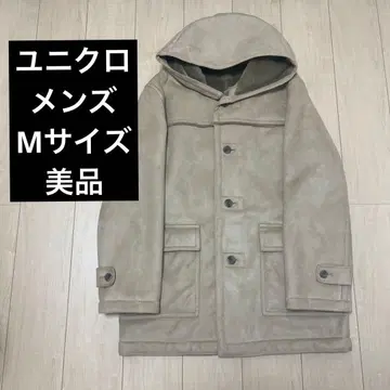 유니클로 무스탕 코트 보아 코트 크림색 화이트 남성용 M 사이즈
