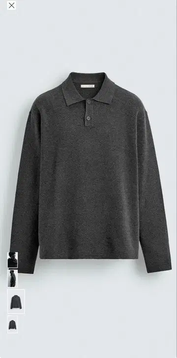 ZARA 소프트 니트 피케 셔츠 M 사이즈 카본 그레이