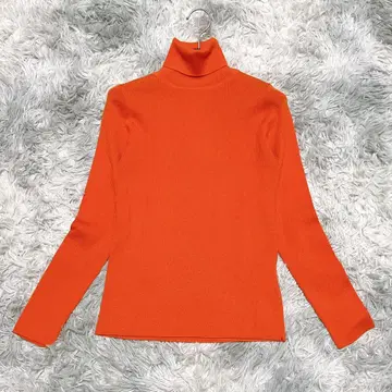 PINORE 38 니트 터틀넥 무지 오렌지 출퇴근용 울 100%