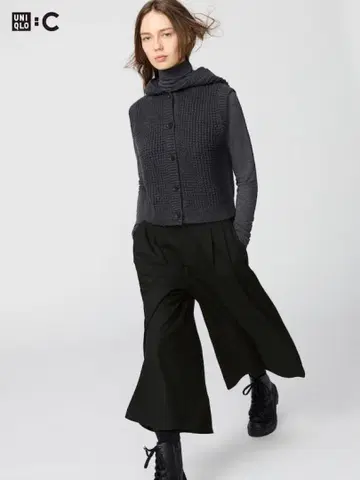 와플 니트 후디드 베스트