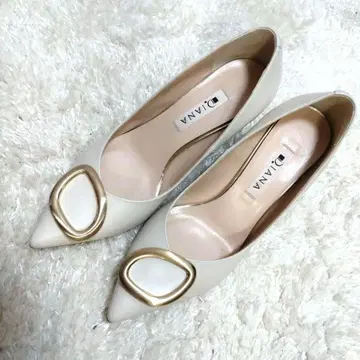 DIANA 다이애나 펌프스 화이트 금장 장식 스틸레토 22.5cm