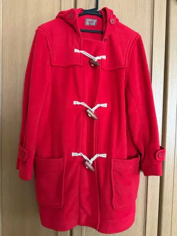 PINK HOUSE 빨간색 더플 코트 후드 부착